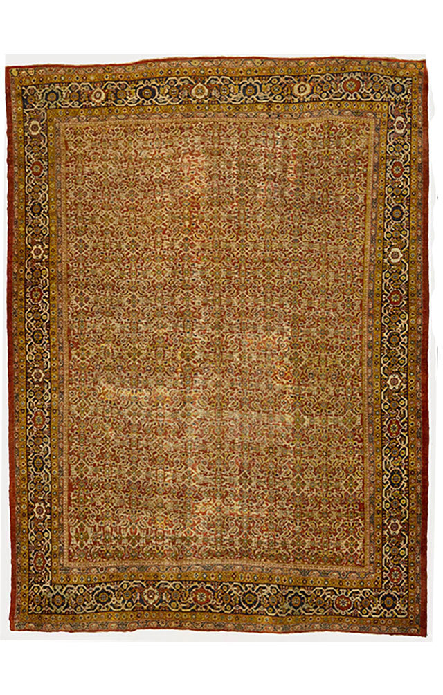 A Rare Antique 12' x 12' All Over Pattern Persian Mahal Rug Circa 1900