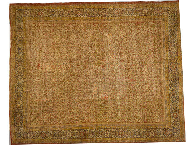 A Rare Antique 12' x 12' All Over Pattern Persian Mahal Rug Circa 1900