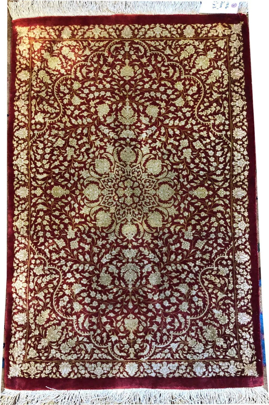 A Superb 900 KPSI 100% Silk On Silk Genuine Persian Qum Rug Versacci Design