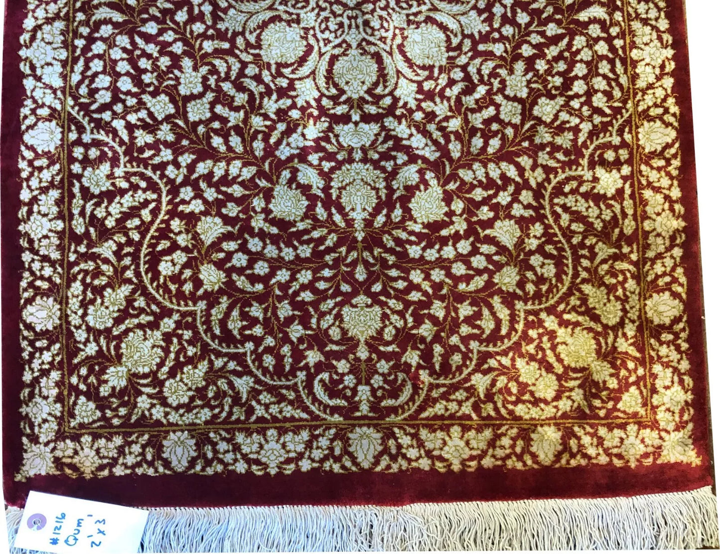 A Superb 900 KPSI 100% Silk On Silk Genuine Persian Qum Rug Versacci Design