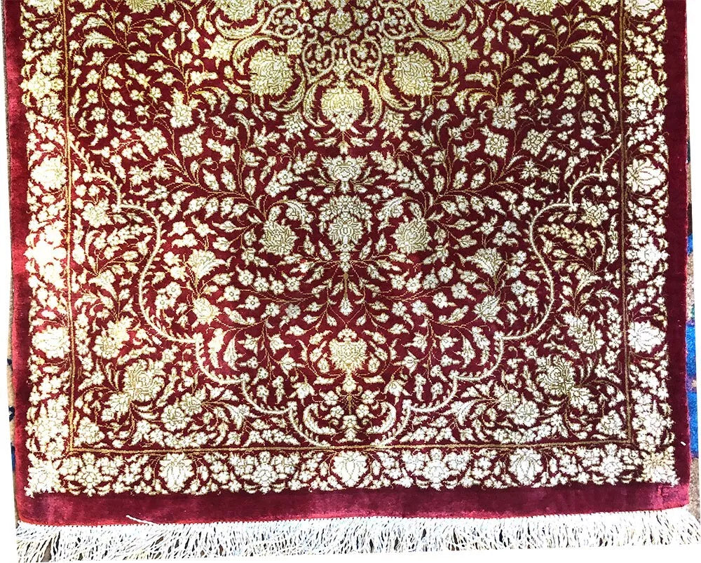 A Superb 900 KPSI 100% Silk On Silk Genuine Persian Qum Rug Versacci Design