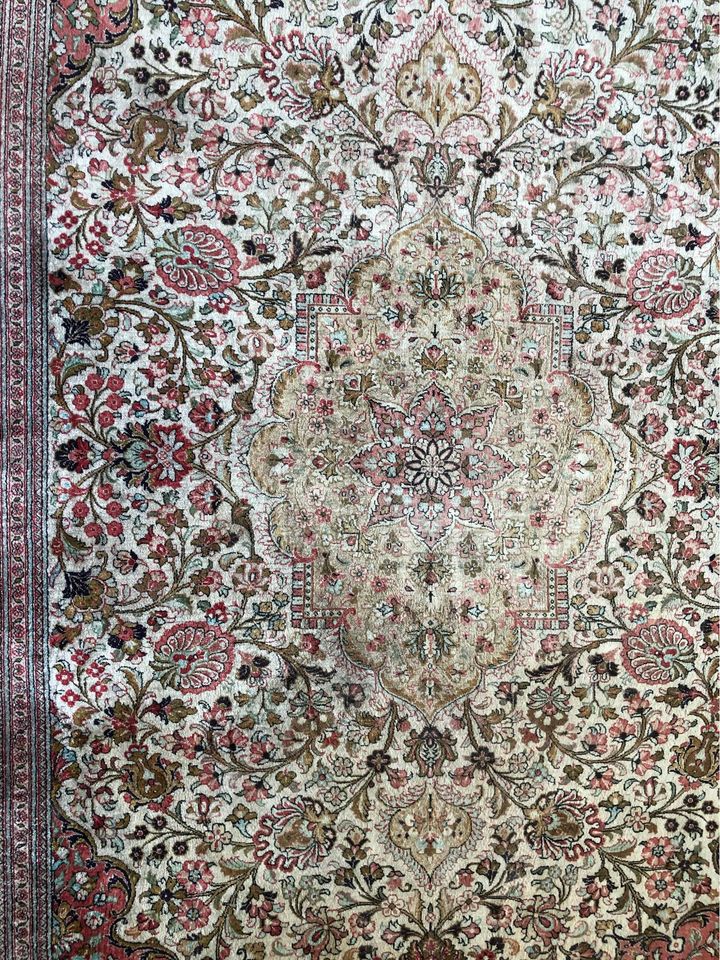 A Stunning 100% Silk On Silk Signed  600 KPSI Persian Qum Rug