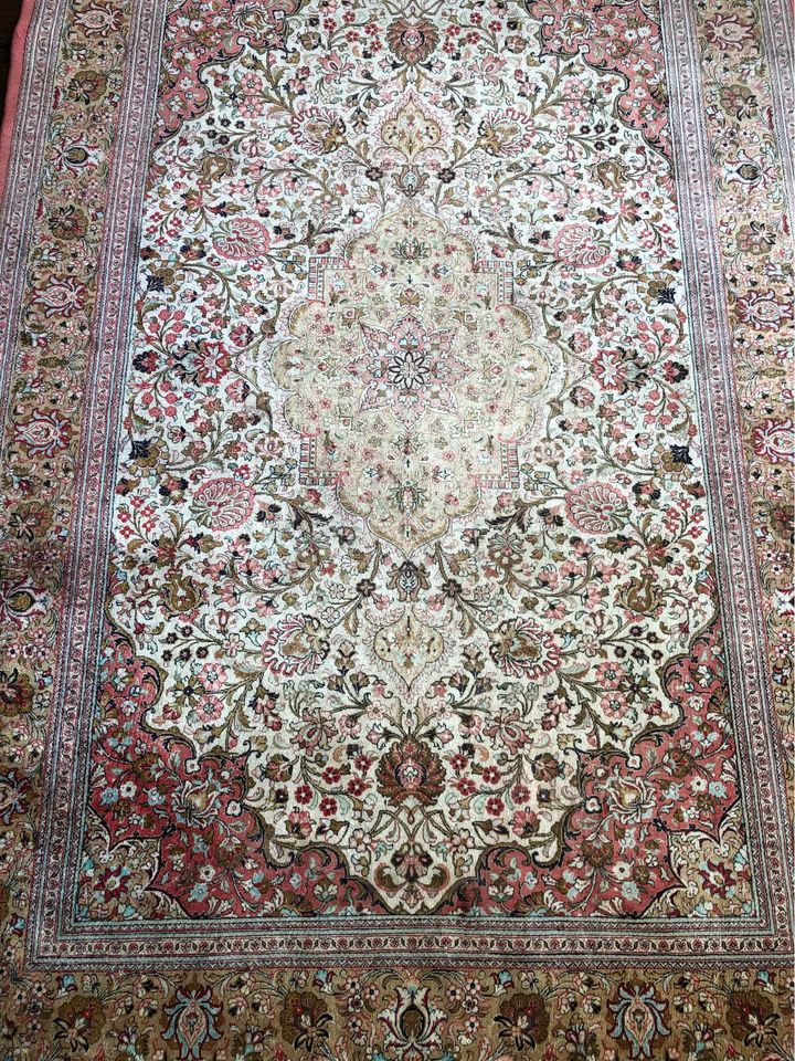 A Stunning 100% Silk On Silk Signed  600 KPSI Persian Qum Rug