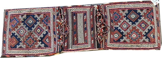 A Vintage Tribal Sumak Weave Persian Shahsavan saddle Bag Rug