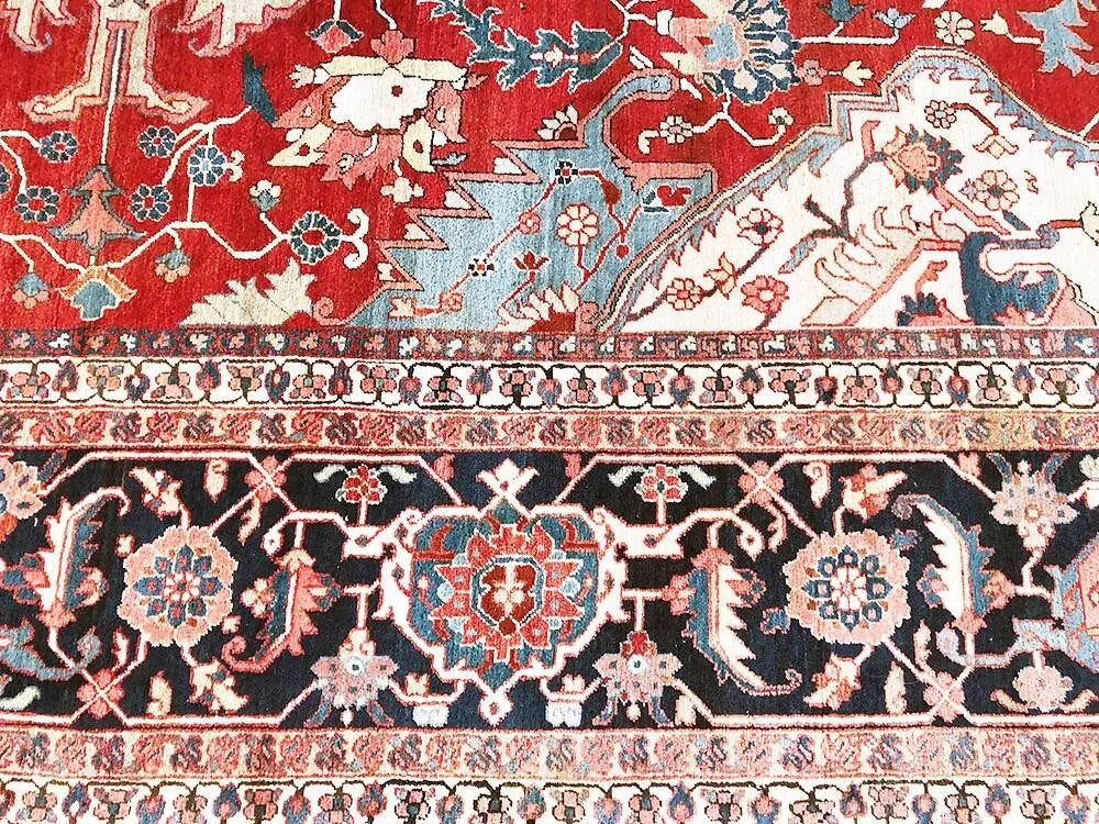 An Estate  Found Antique Mansion Size 15' x 26' Genuine  Persian Serapi Rug