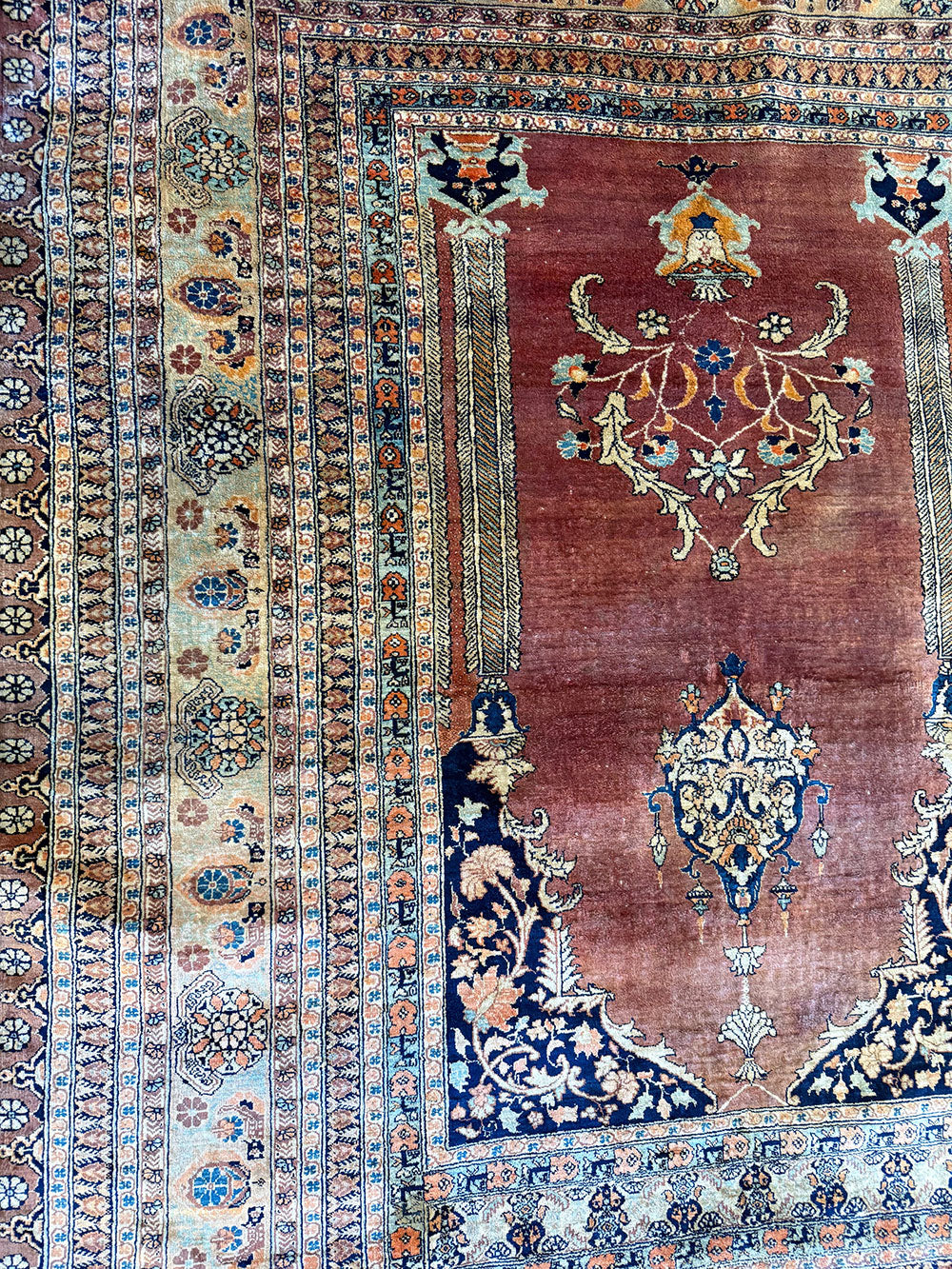 A 19th Century 100% Silk Persian Haji Jallili Prayer Rug
