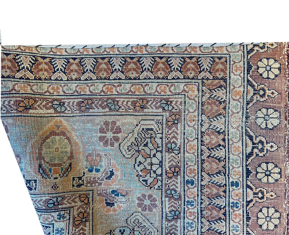A 19th Century 100% Silk Persian Haji Jallili Prayer Rug