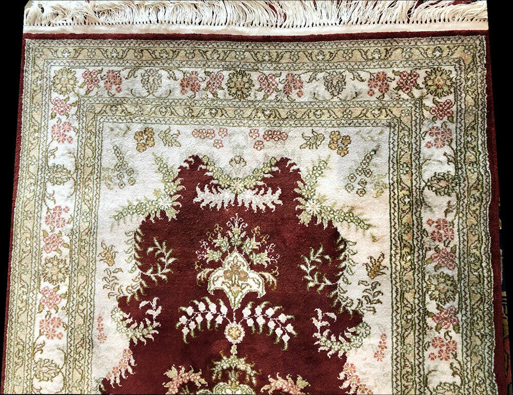 An Elegant 100% Silk Persian Mashad  Rug