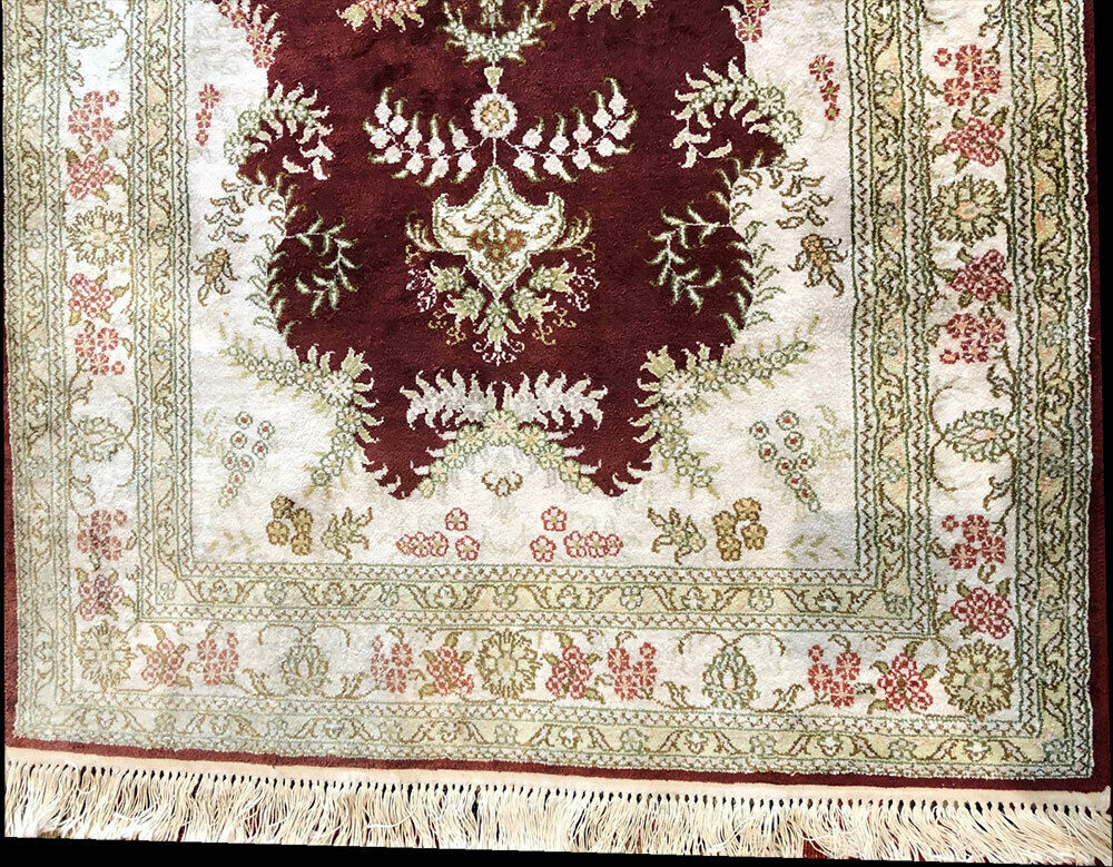 An Elegant 100% Silk Persian Mashad  Rug