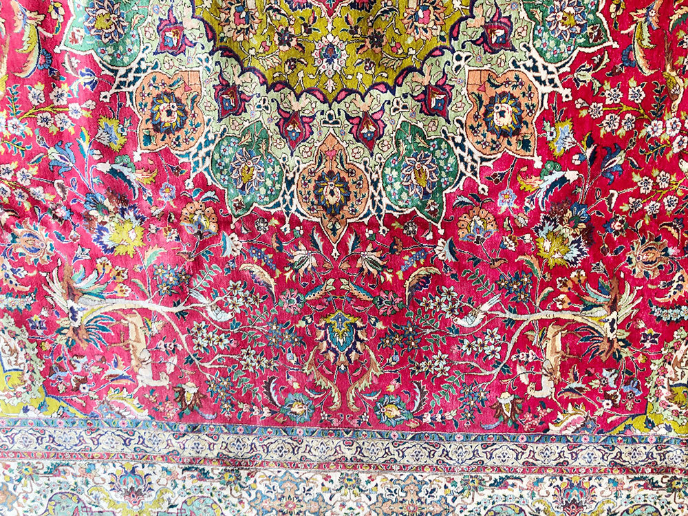Antique Super 100% Silk 400+ KPSI 10'x13' Persian Tabriz Rug