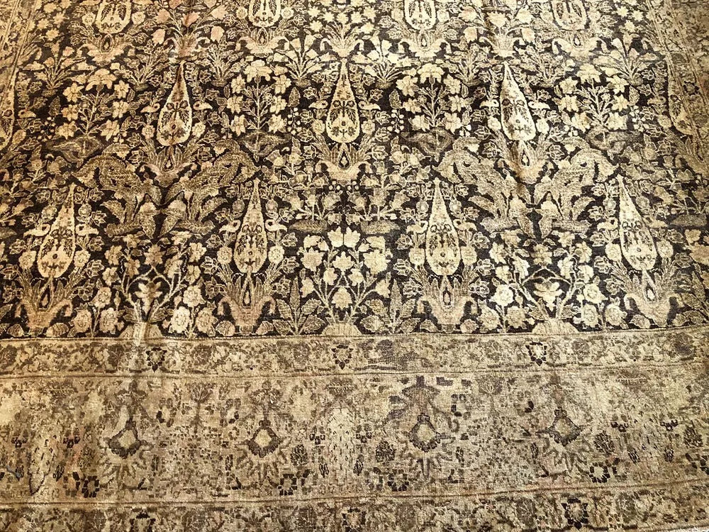 An Antique Worn Out Tabriz  Haji Jalili Style Rug Circa 1900