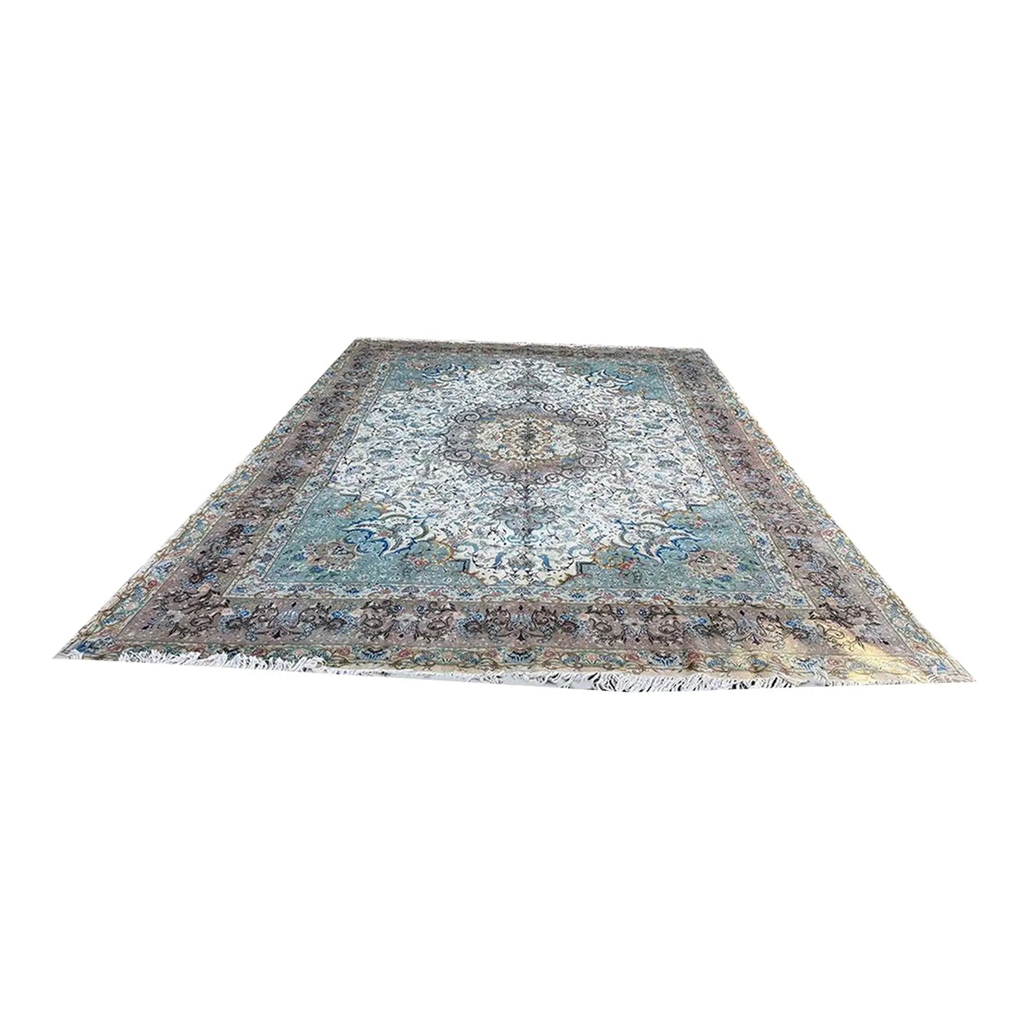 A Sensational 10' x 13' Silk & Wool 60 Raj Genuine Persian Tabriz Rug